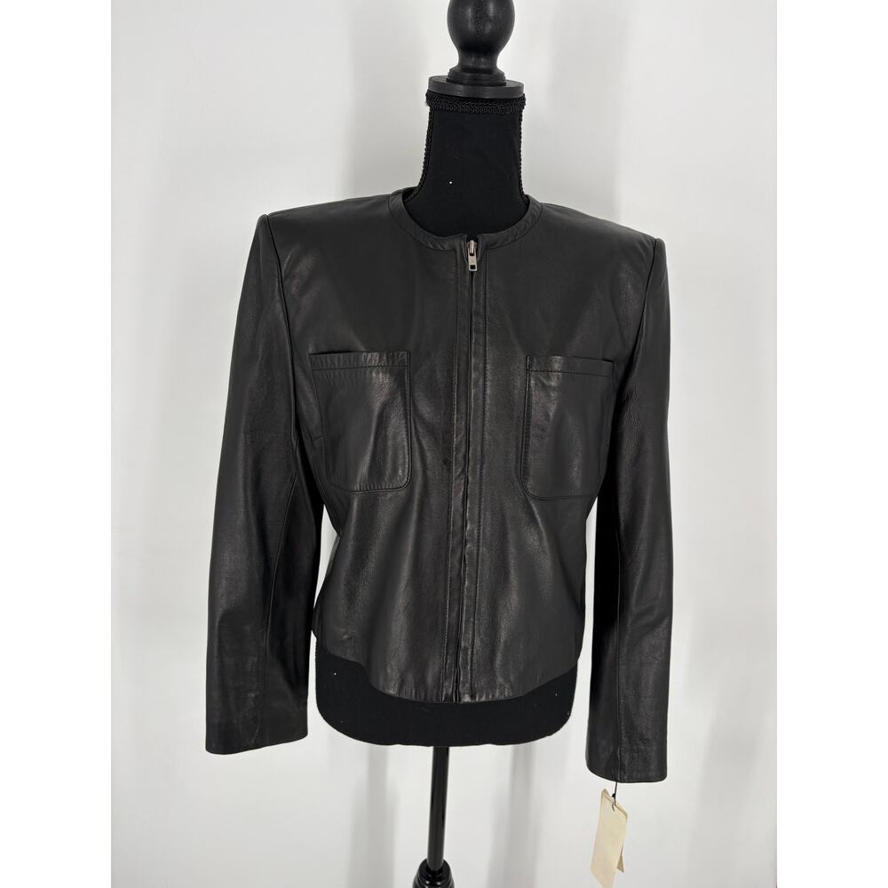 Jones New York Black Leather Jacket (B52)